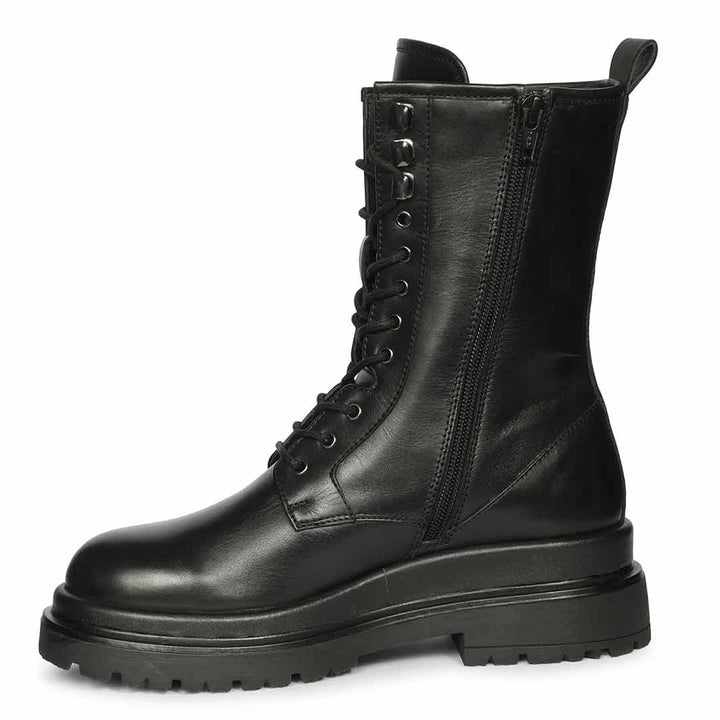 Saint Black Leather High Ankle Boots
