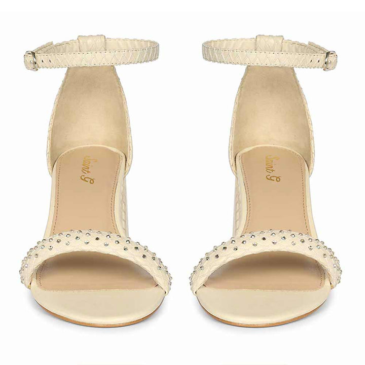 Saint Verona Off White Vegan Leather Block Heels