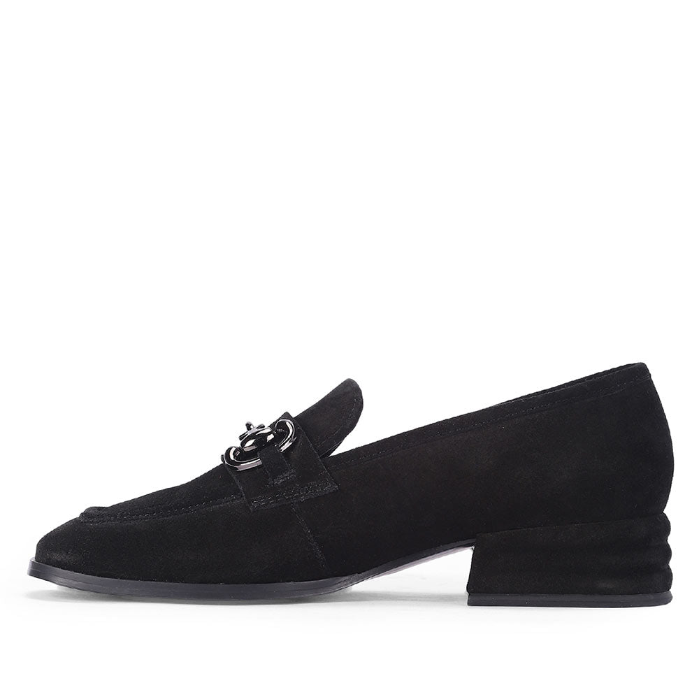 Saint Jenny Black Suede Leather Moccasins