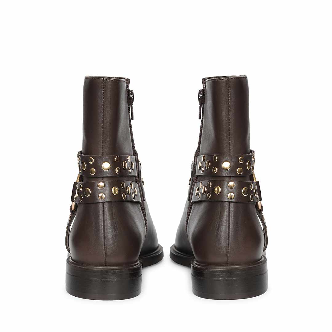 Saint Ardyn Metal Studs Brown Leather Ankle Boots