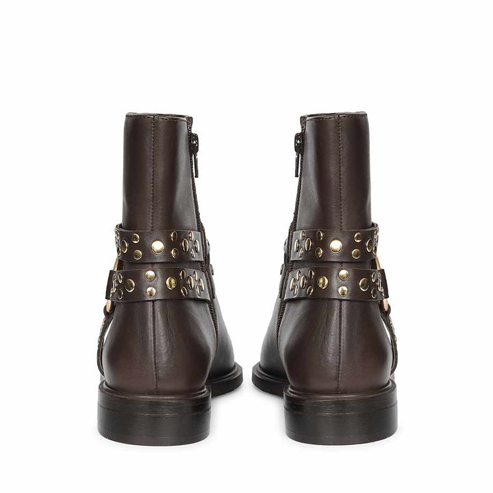 Saint Ardyn Metal Studs Brown Leather Ankle Boots