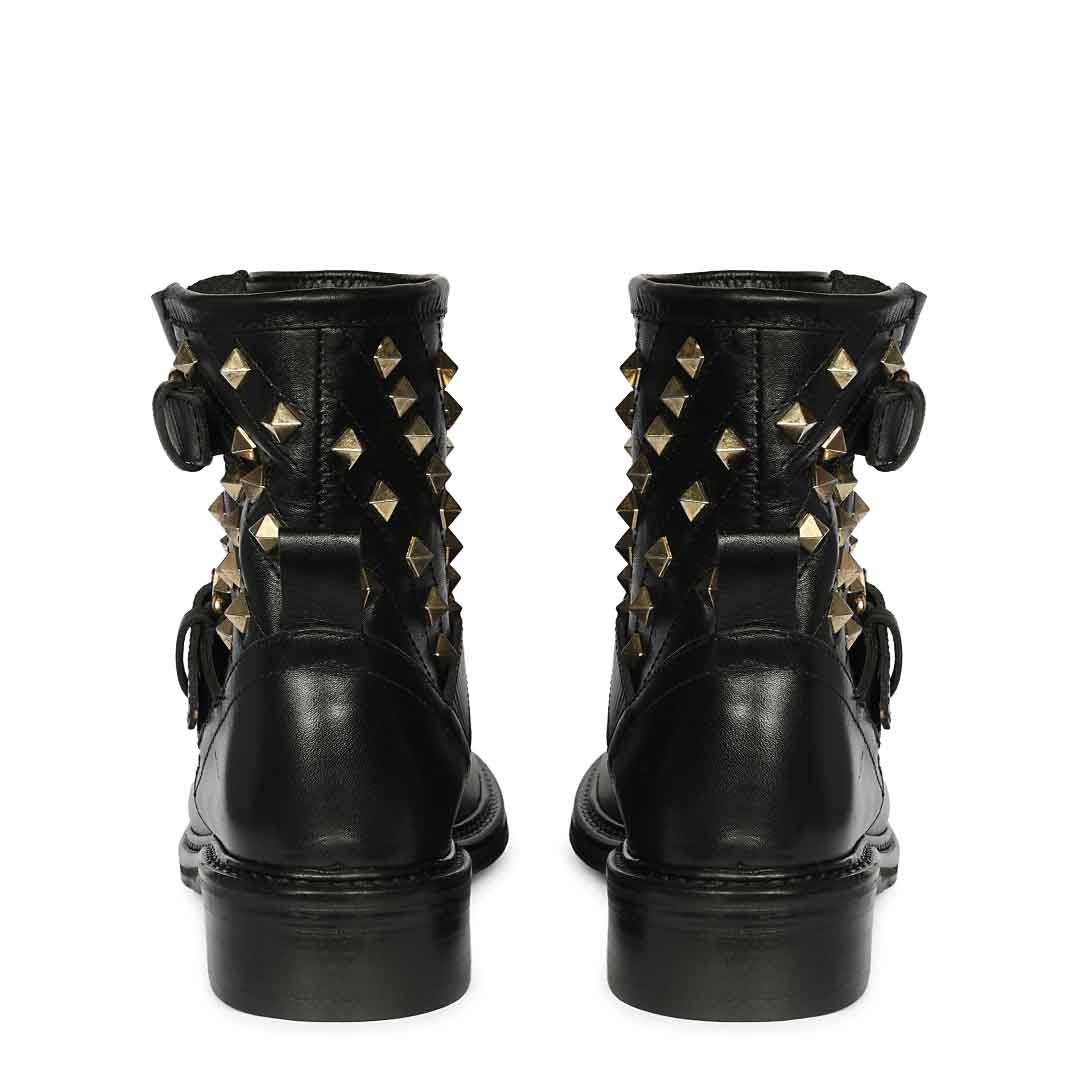 Saint Parker Pyramid Studs Black Leather Ankle Boots