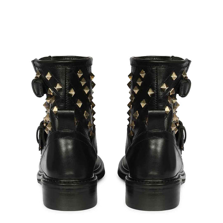 Saint Parker Pyramid Studs Black Leather Ankle Boots