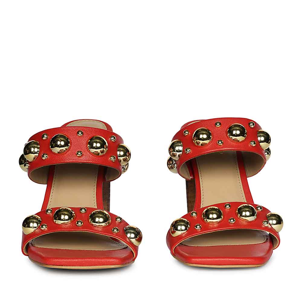 Saint Maelle Embellished Goji Berry Leather Heels
