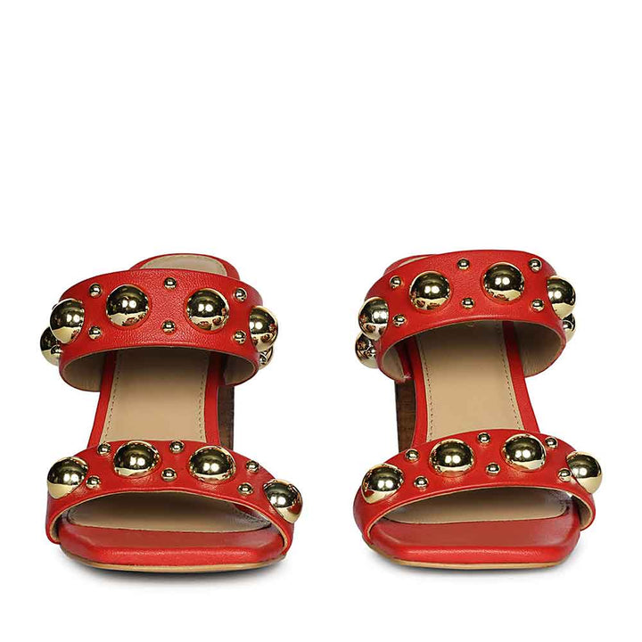 Saint Maelle Embellished Goji Berry Leather Heels