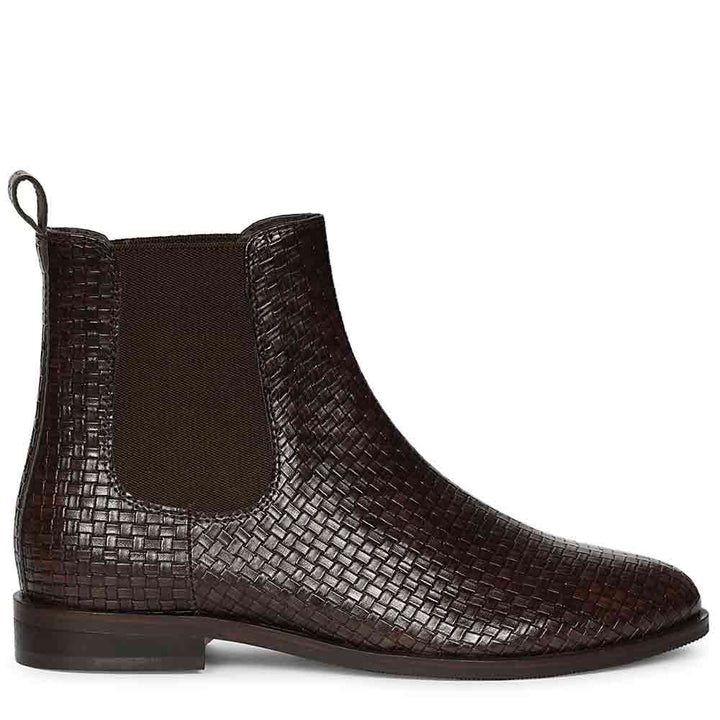 Saint Amara Woven Embossed Chelsea Leather Boots