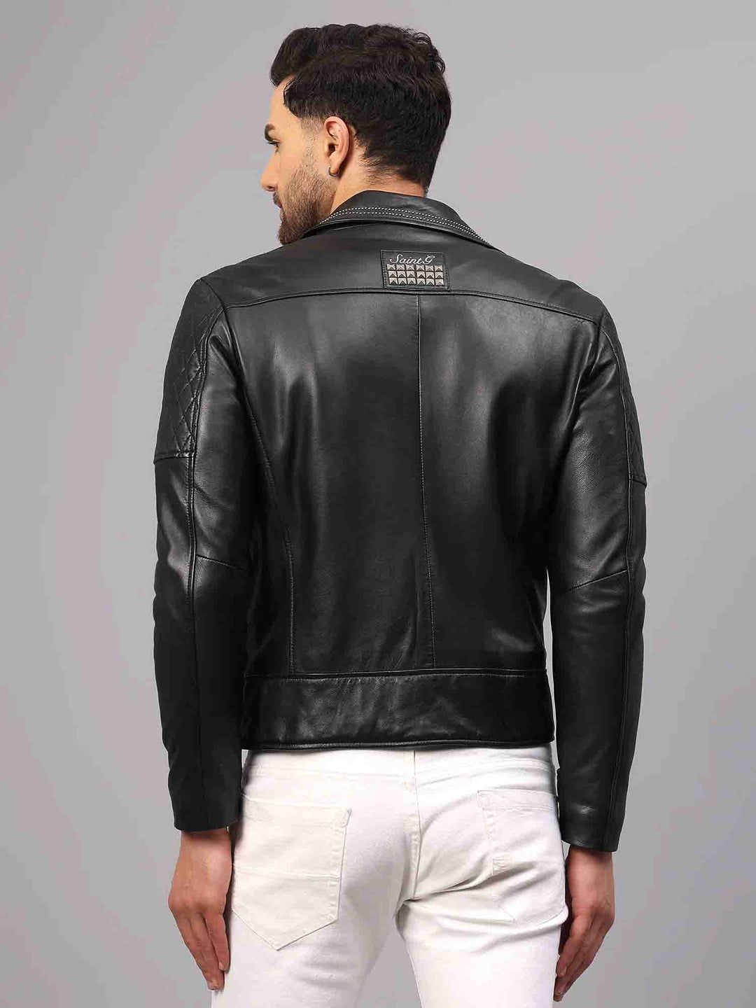 Saint Isaac Black Leather Men's Biker Jackets