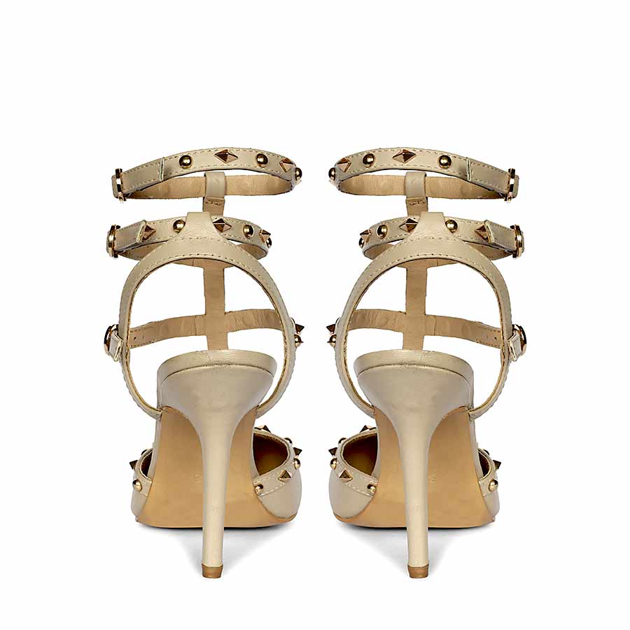 Saint Brittany Crystal Stone Nude Leather Stilettos