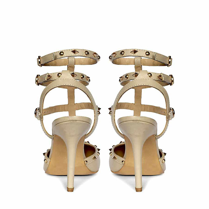 Saint Brittany Crystal Stone Nude Leather Stilettos