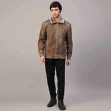 Saint Carter Grey Leather Men's Jackets