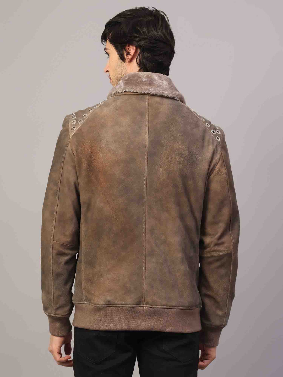Saint Carter Grey Leather Men's Jackets