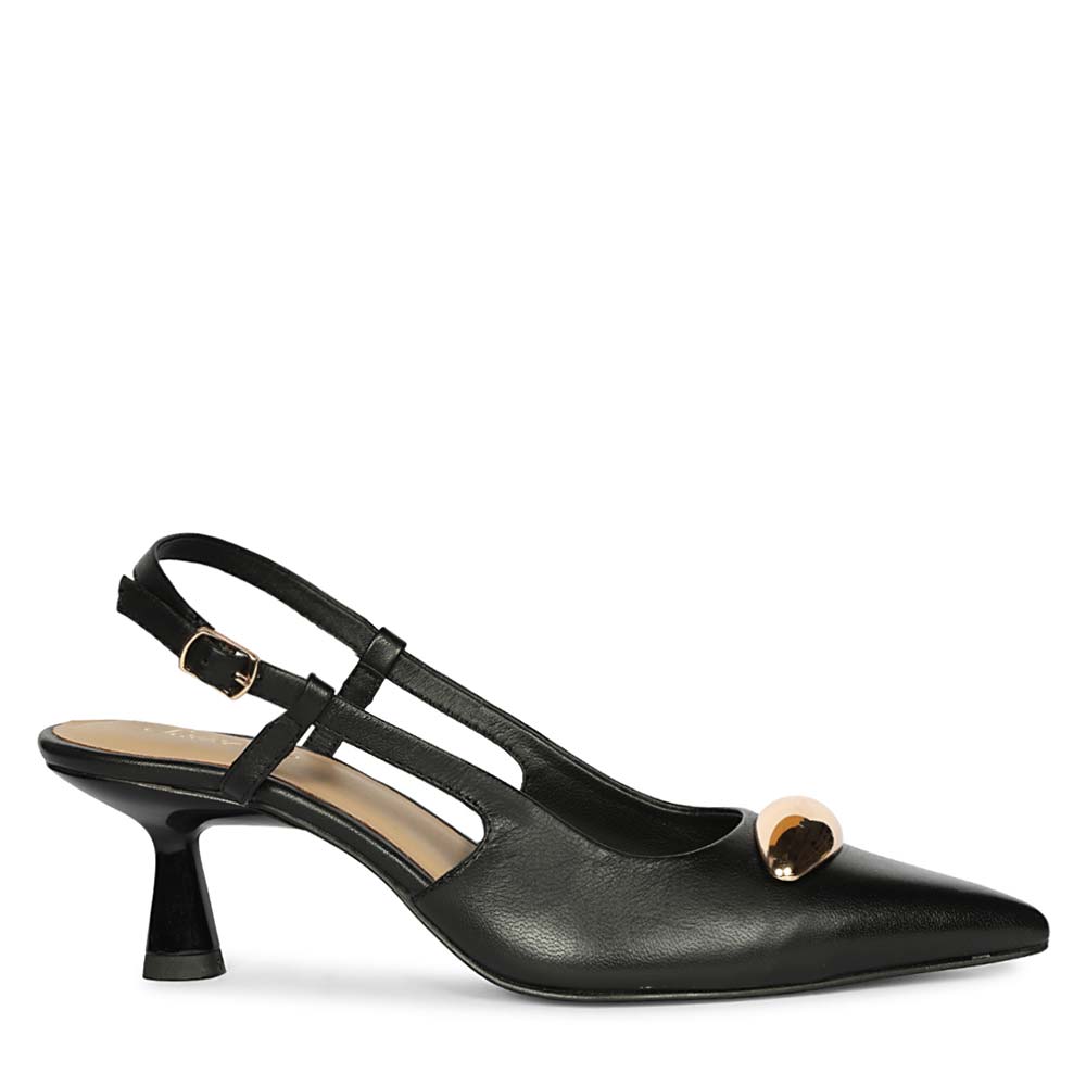 Saint Inara Black Leather Slingback Heels