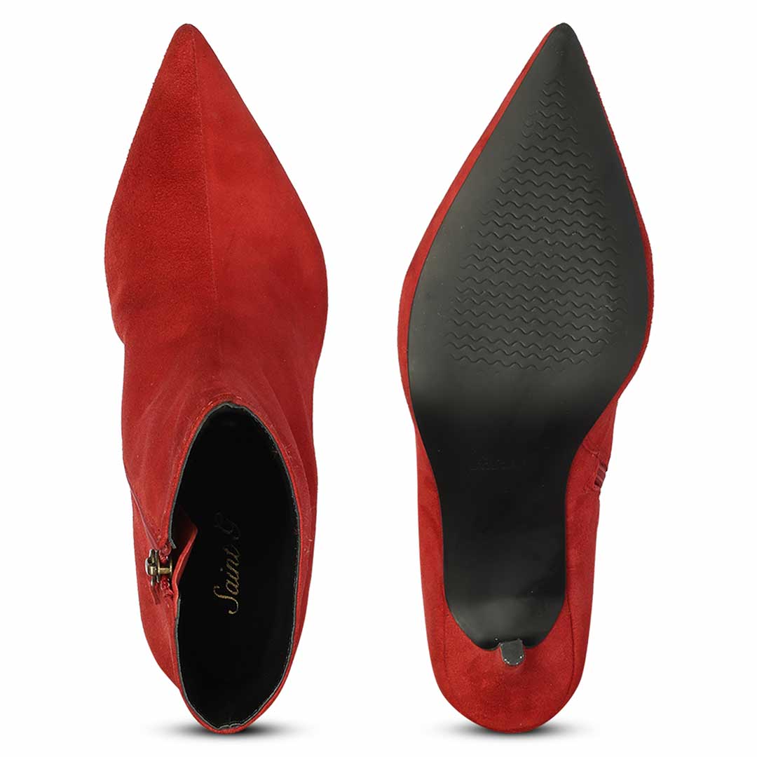Saint Romola Red Suede Leather Stiletto Ankle Boots