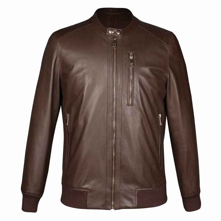 Saint Amorino Brown Leather Men's Bomber Jackets