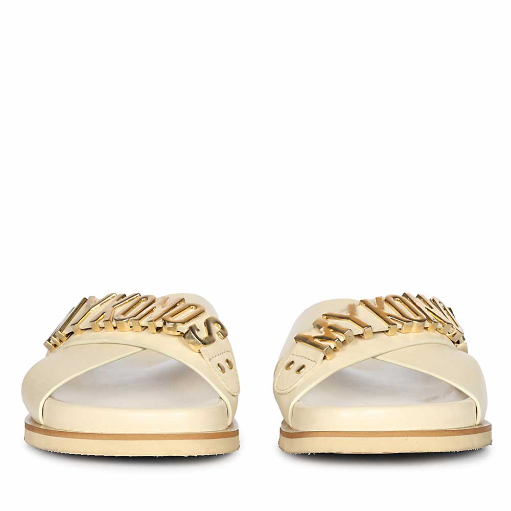 Saint Yorien Off White Leather Footbed Sandals