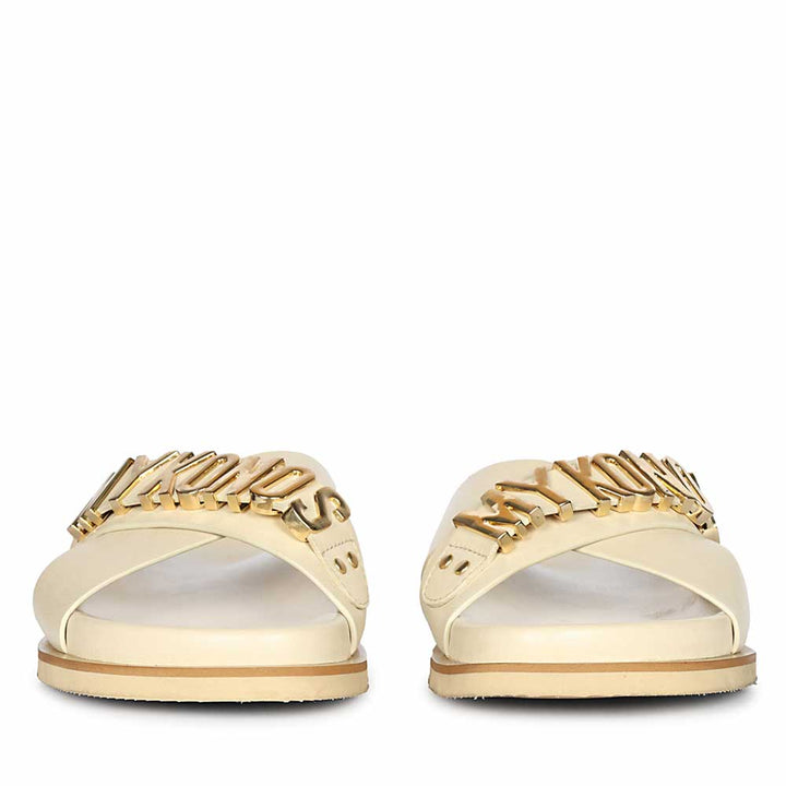 Saint Yorien Off White Leather Footbed Sandals