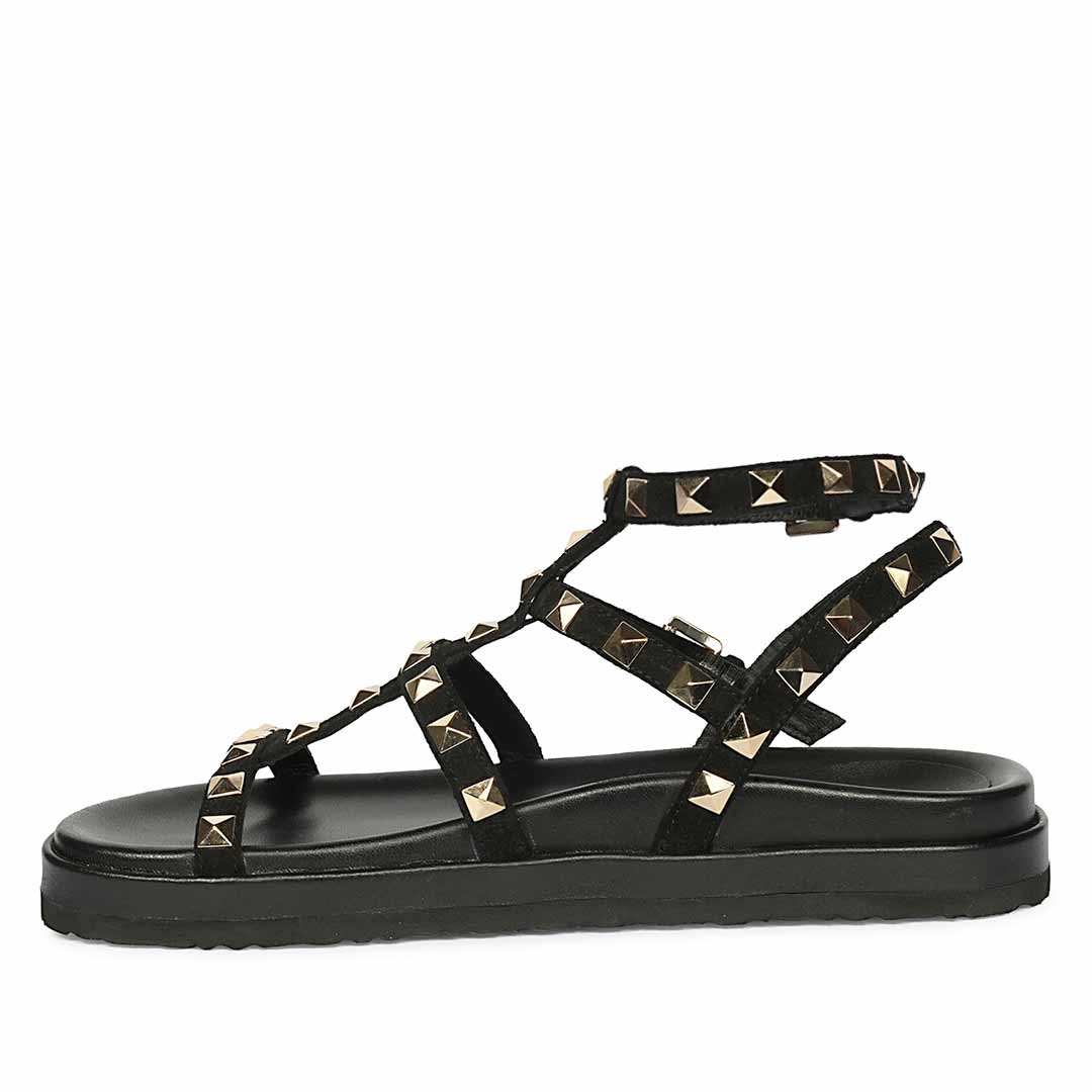 Saint Tessa Black Studded Leather Footbed Sandals