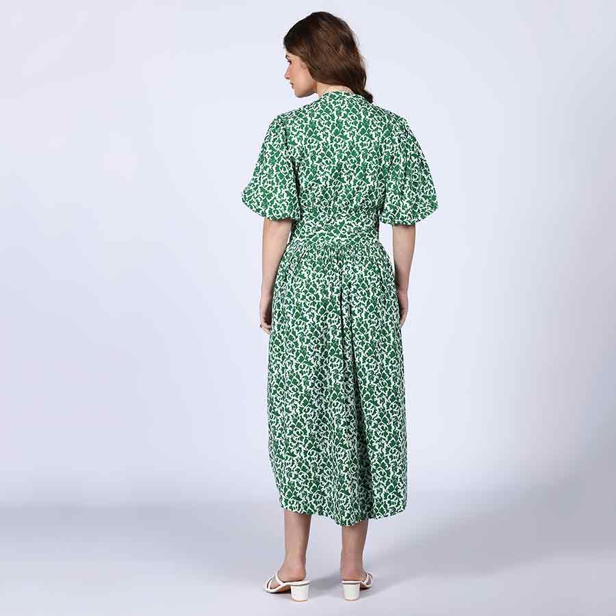 Saint Estelle Green Floral Print Cotton Dress