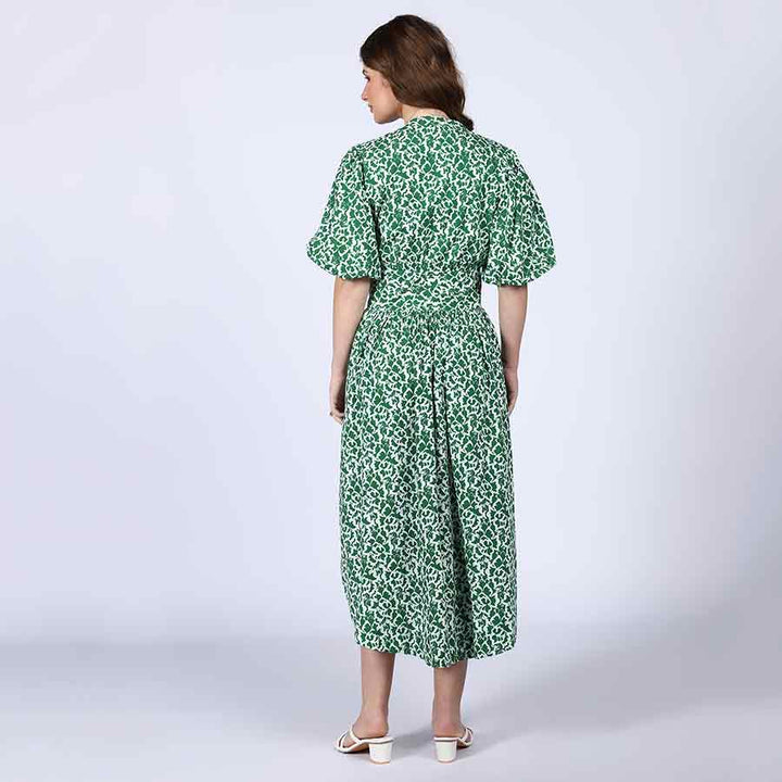 Saint Estelle Green Floral Print Cotton Dress