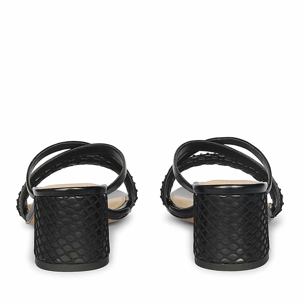 Saint Alessia Embellished Black Vegan Leather Block Heels