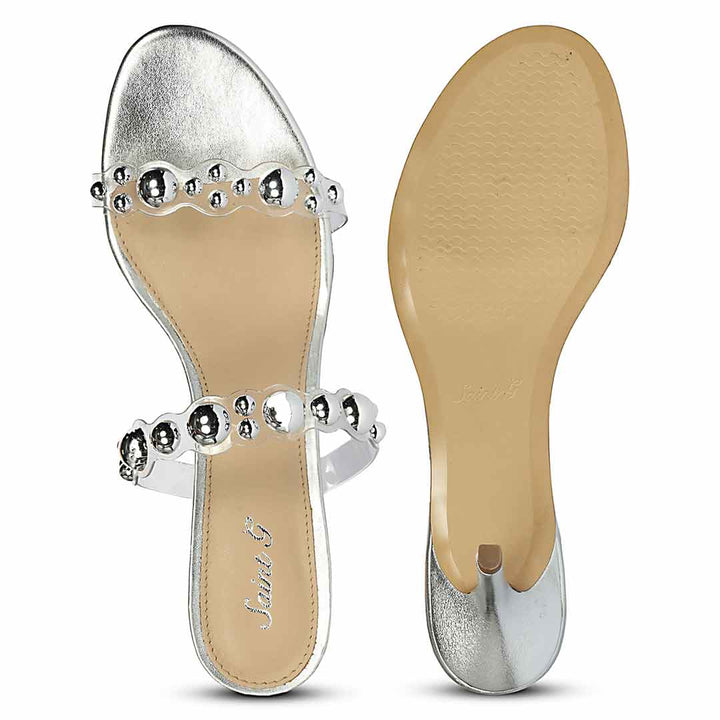 Saint Lumi Studded Silver Stiletto Heels