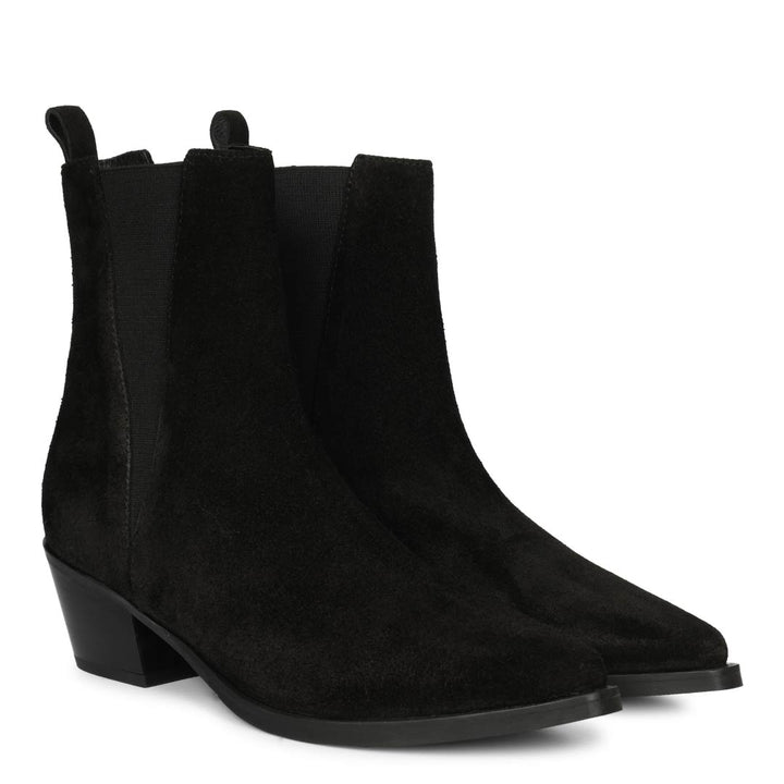 Saint Accorda Black Suede Leather Ankle Boots