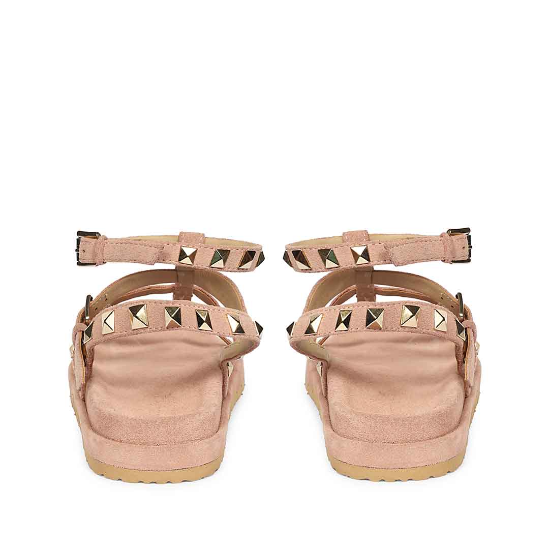 Saint Tessa Pink Blush Studded Suede Leather Footbed Sandals