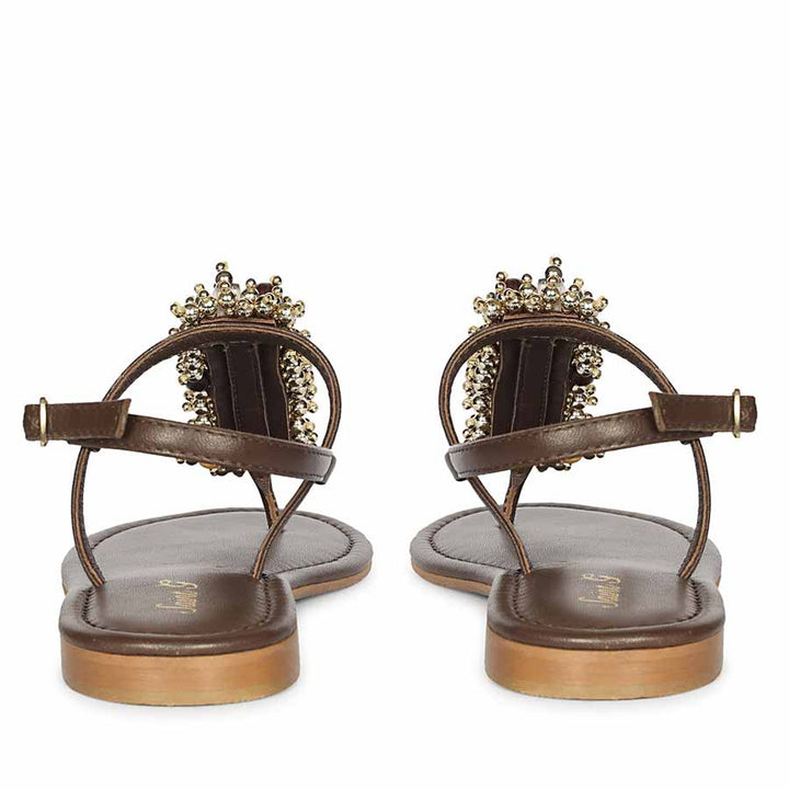 Saint Kierel Jeweled Brown Leather Sandals