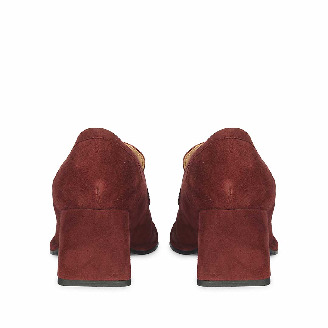 Saint Viviana Burgundy Suede Leather Block Heel Moccasins