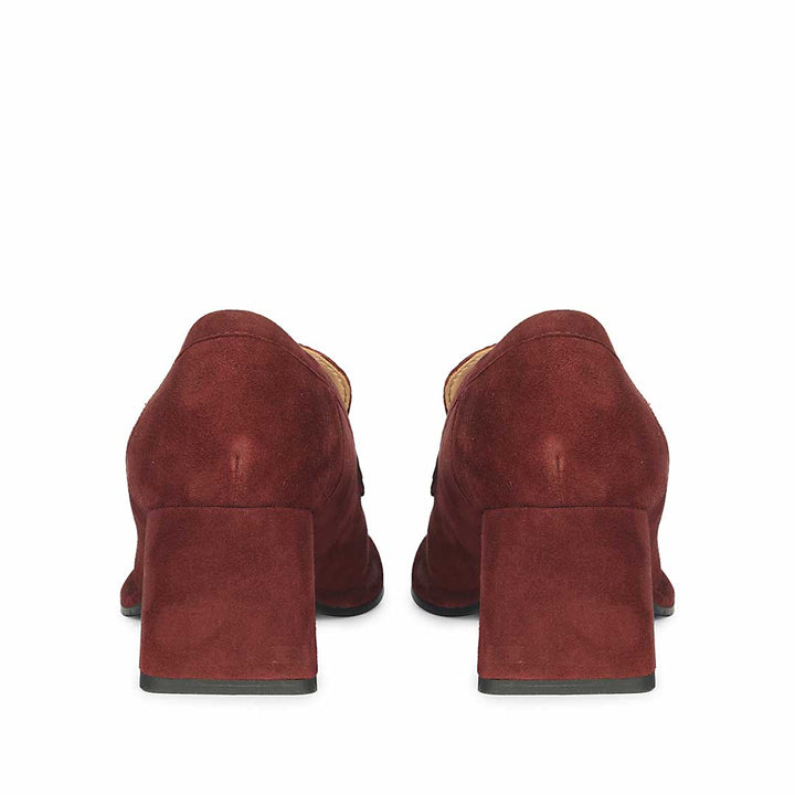 Saint Viviana Burgundy Suede Leather Block Heel Moccasins