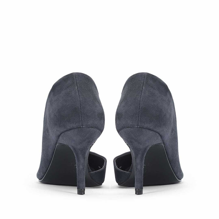 Saint Layla D’Orsay Cut Navy Suede Leather Pumps