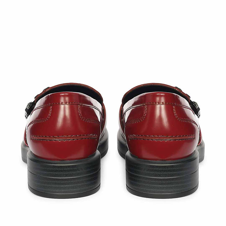 Saint Rue Crystal Buckle Cherry Abrasivato Leather Moccasins