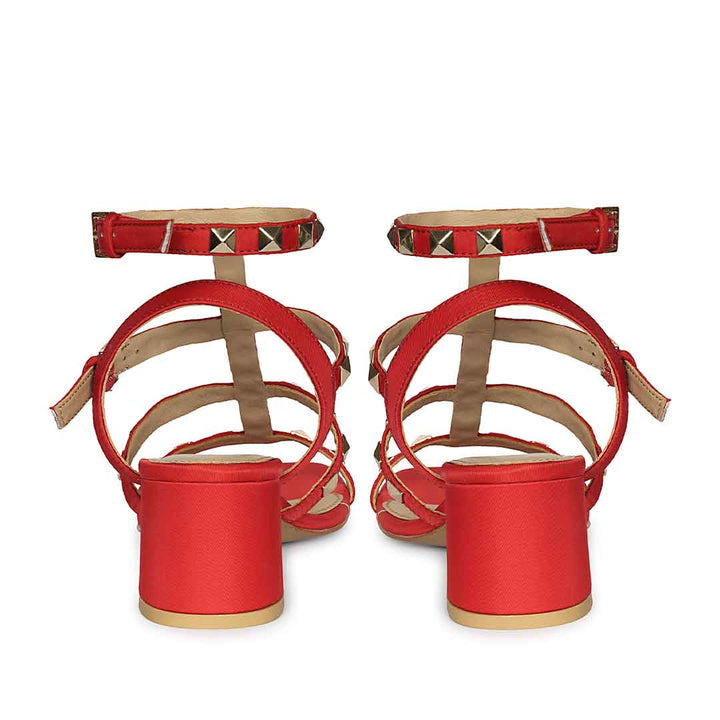 Saint Angela Metal Studded Double Buckle Red Heels