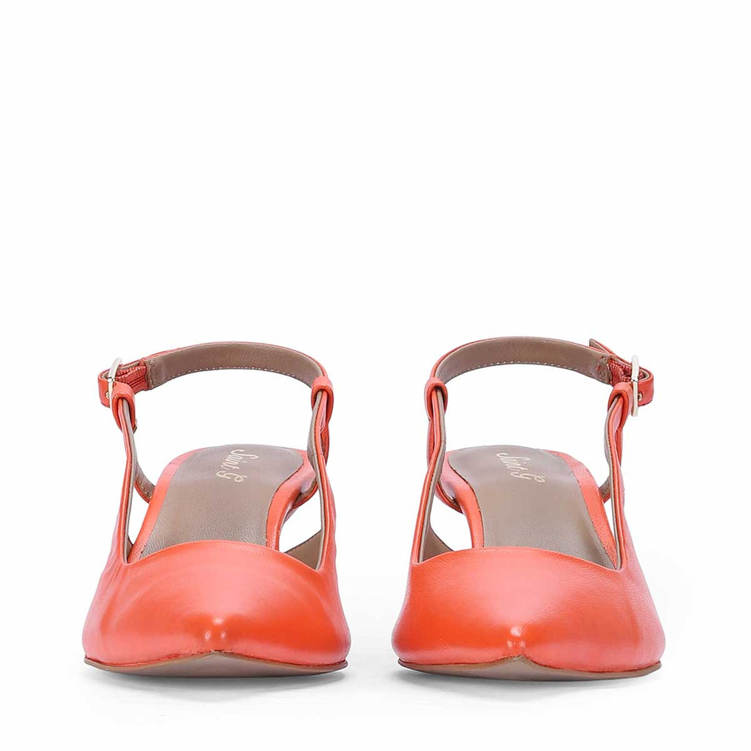 Saint Josie Orange Leather Pumps
