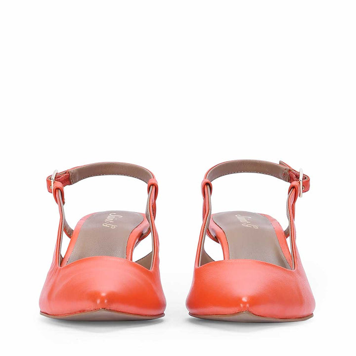 Saint Josie Orange Leather Pumps