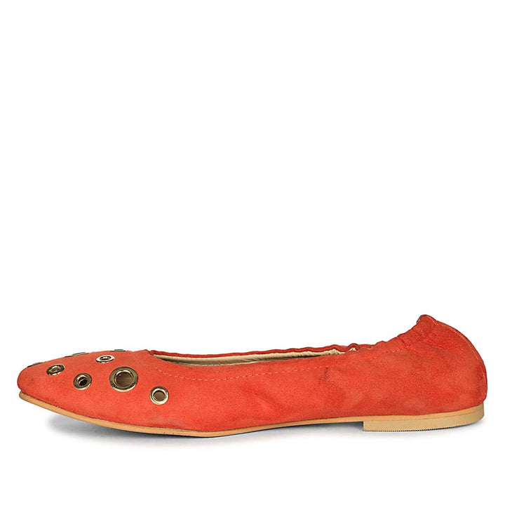 Saint Tesslyn Red Suede Eyelet Embellished Ballerinas