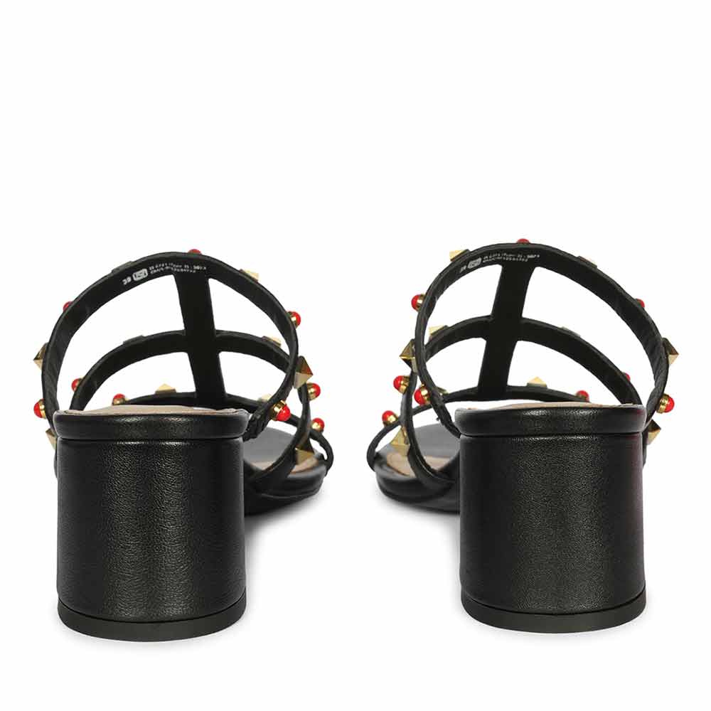 Saint Cressie Studded Black Leather Block Heels