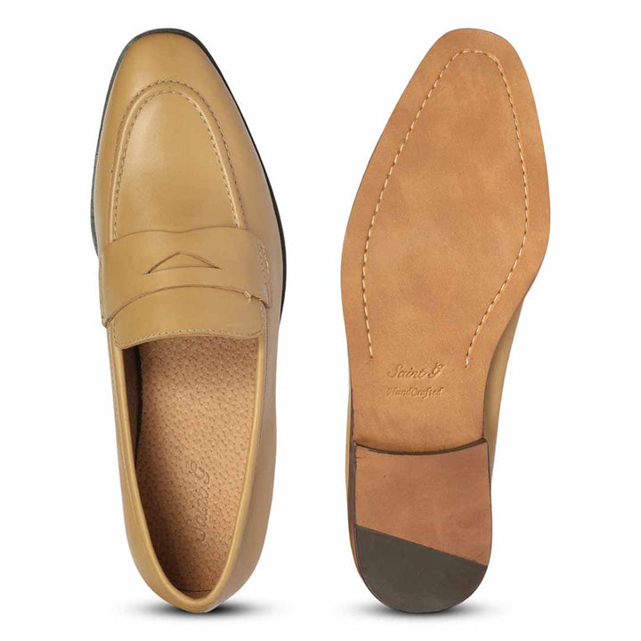 Saint Ansprand  Nude Croc-Embossed Leather Loafers