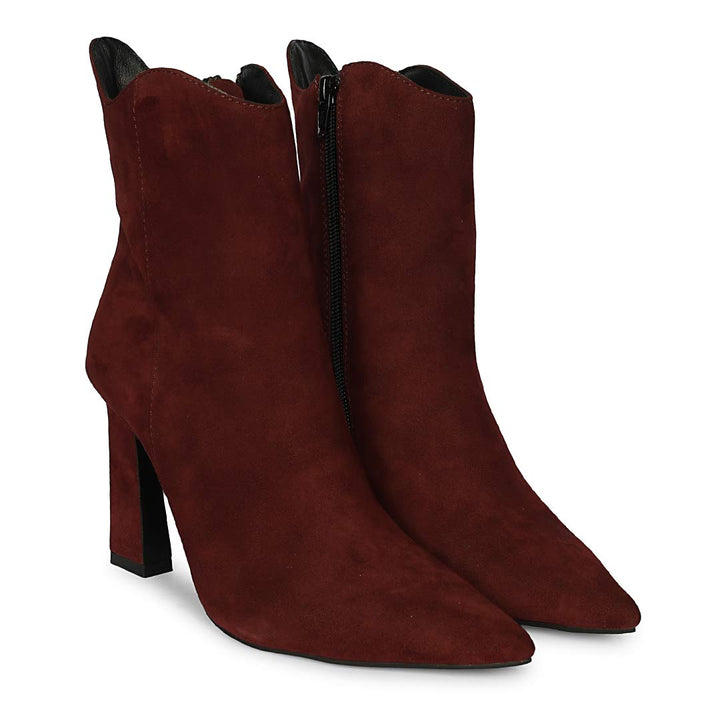 Saint Eliza Burgundy Suede Leather Ankle Boots