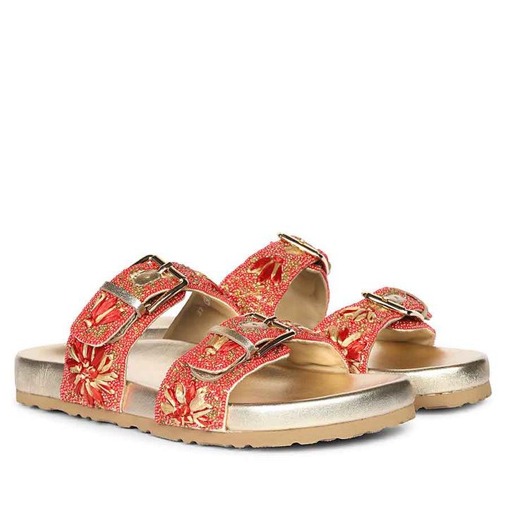 Saint Willow Coral Footbed Sandals