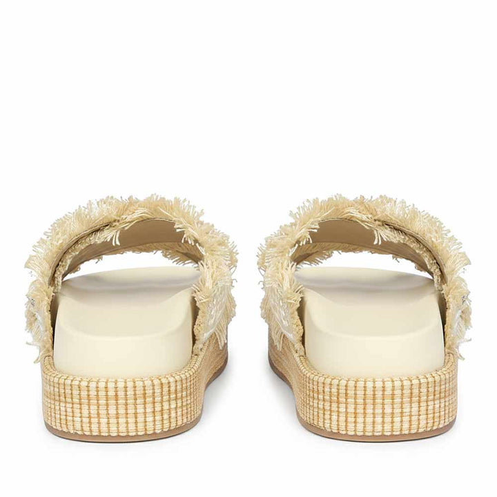 Saint Lenora Raffia Fringe Leather Platform Sandals