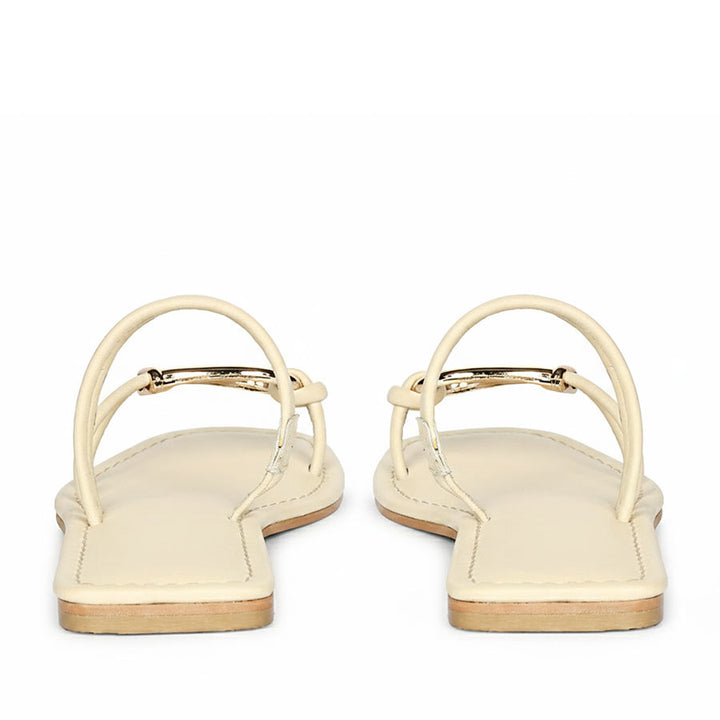 Saint Saura Off White Metal Trim Leather Flats