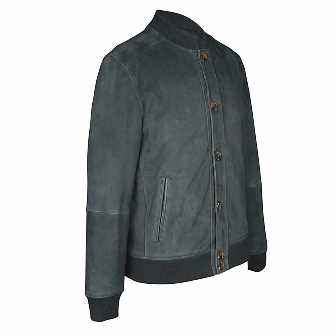 Saint Carlo Green Suede Bomber Jacket