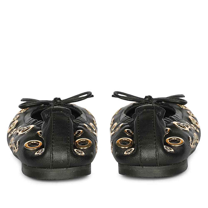 Saint Rovella Black Eyelet Ballet Flats