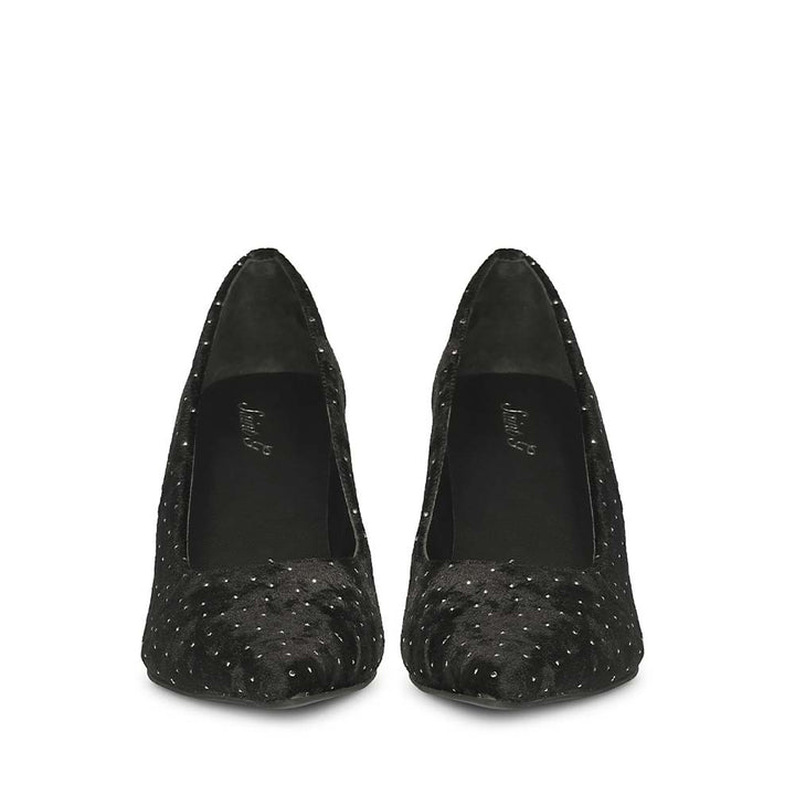 Saint Eleonore Black Velvet Strass block Heel Pumps