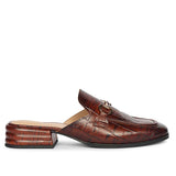 Saint Savannah Croc Embossed Chocolate Leather Moccasins