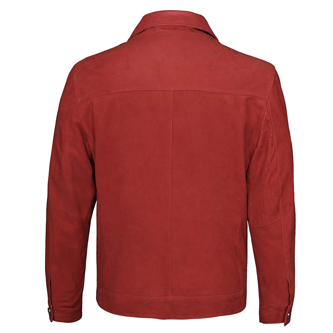 Saint Nico Red Leather Men's Jacket With Collars