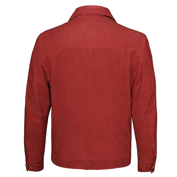 Saint Nico Red Leather Men's Jacket With Collars