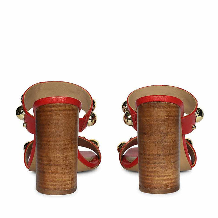 Saint Maelle Embellished Goji Berry Leather Heels