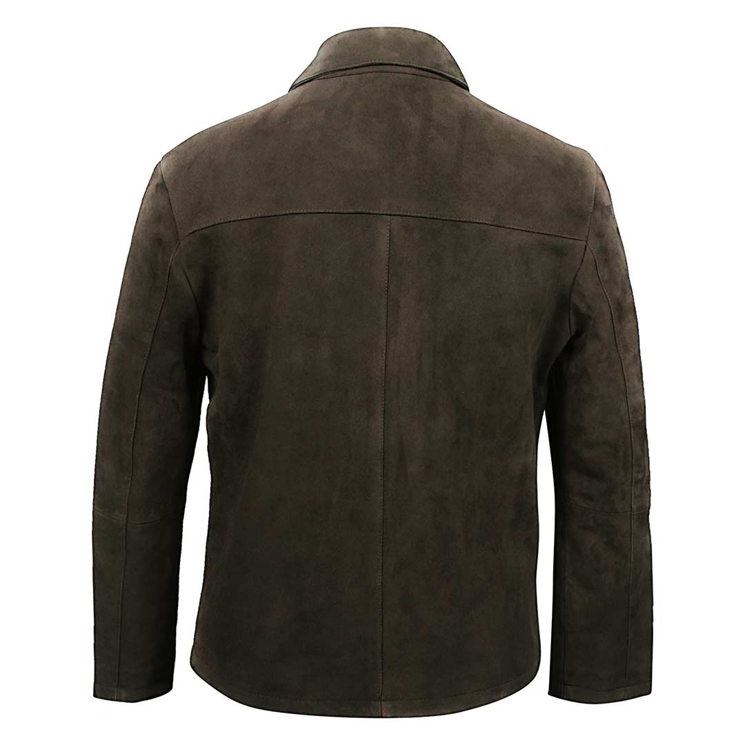 Saint Aris Chocolate Suede Leather Men's Jacket With Collars